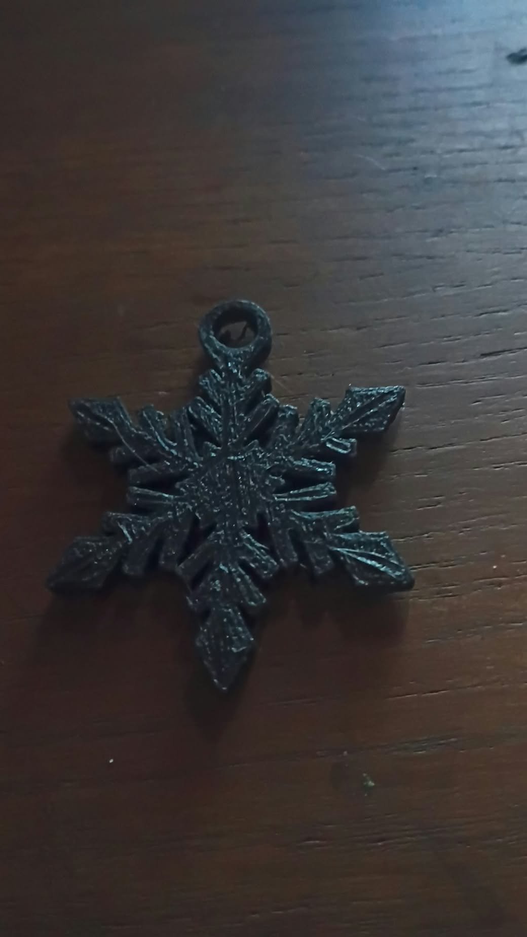 Close-up of 3D printed snowflake ornament
