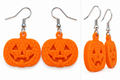 Cute orange pumpkin jack-o-lantern earrings