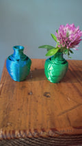 Mini 3D Printed Bud Vase – Silk Iridescent Teal – Small Wildflower Vase